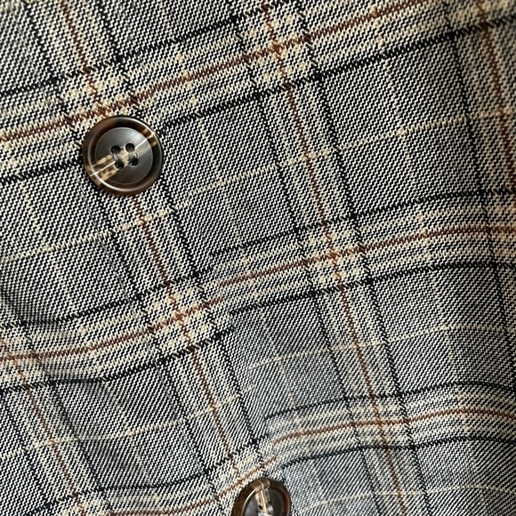 Overall grey gray plaid dress button down with pockets - Picture 4 of 11